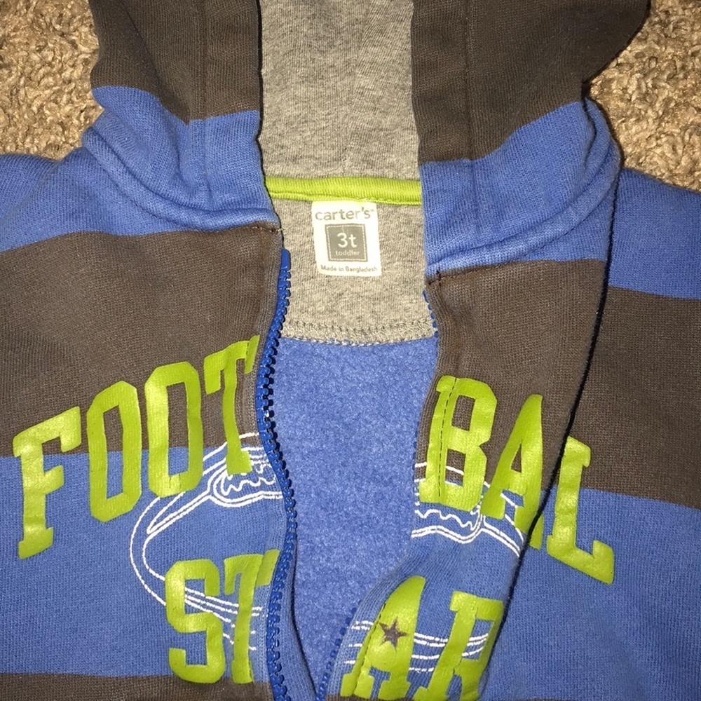Carter’s Blue charcoal Big Stripes Zip Up Hoodie - Picture 4 of 4